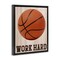 Stupell Industries Work Hard Basketball Black Framed Floater Canvas Wall Art, design by Marcus Prime
